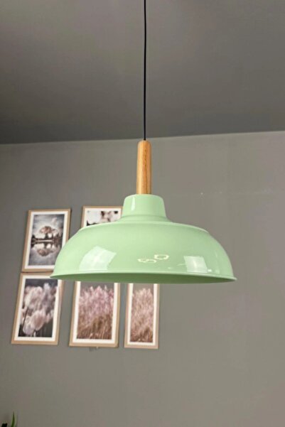 Bamyum Veluna Mint Ahşap Başlık Avize Retro Sarkıt Ofis Showroom Salon Mutfak...