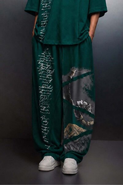 Slatra Ανδρική πράσινη φόρμα με στάμπα Conductor και τμηματικά σχέδια