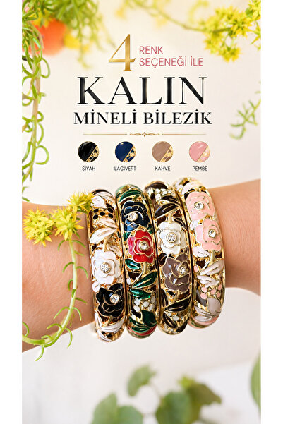 QERMA (PUDRA PEMBE )Çelik Mineli Bilezik Kalın Model Taşlı Kelepçe Mineli Kal...