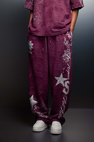 Slatra Ανδρική φόρμα Mürdüm SuperStar με τύπωμα Baggy με εφέ πλύσης