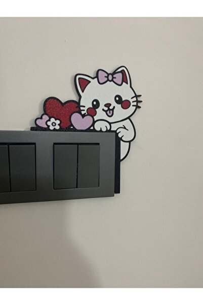 Rekatech Kedi Figürlü Priz Süsü- Çocuk ve Bebek Odası Dekoratif Anahtar Çerçe...