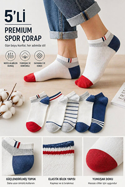 SEVORIA 5’li Erkek Yazlık Patik Çorap İnce Pamuk Terletmez Sneaker Spor Çorap