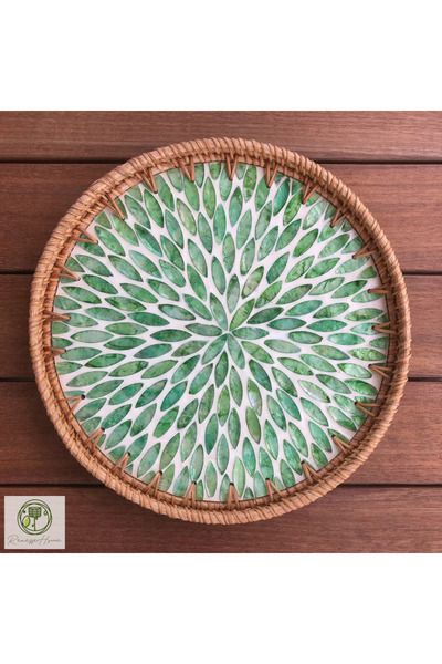 Renesse Home Asuan Handmade Rattan Tray 35 cm – Natural Wicker Presentation T...