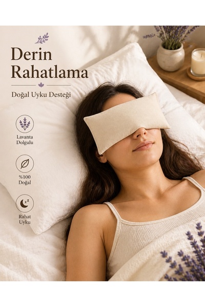 Lavande Lavender Filled Eye Pillow 100% Pure Cotton Washable Cover (Bej)