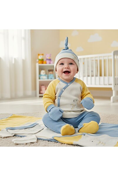 MİLAYS LİFE HOME COLLECTİON مجموعة ملابس عضوية للأطفال الذكور من 0-3 أشهر، ال...