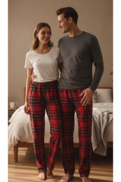 Pijahane ERKEK Kırmızı - Siyah Ekoseli Çift Pijama Altı Sevgililer Günü Özel ...
