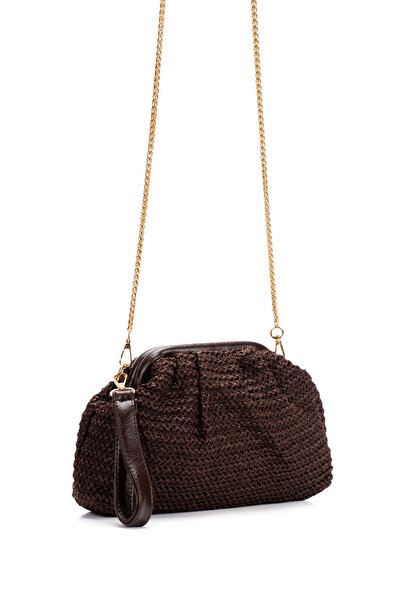 Adelina Bags Γυναικεία Ψάθινη Τσάντα Φορτουνέτας, Καφέ Τσάντα Ώμου, Ψάθινη Τσ...