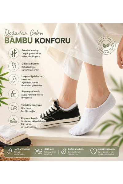 çorapdunyam 6-Piece Premium Bamboo Invisible Socks – Non-Slip, Anti-Sweat, Al...