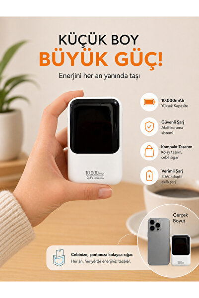 TEKNOAS İLETİŞİM 10.000 mAh Çoklu Kablolu Powerbank – Type-C / iPhone / Micro...
