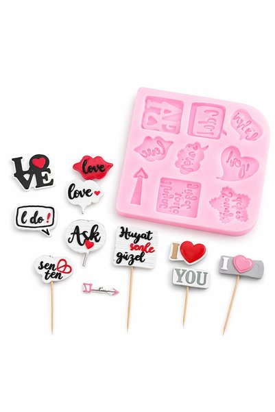 Poyrish PY1001713 - Silikon Kalıp Mum Kalıbı - Çoklu Love Etiket