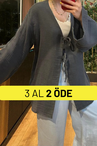 Balenbi Γυναικείο ελαφρύ διαφανές ύφασμα μουσελίνας με διπλό κορδόνι 1101