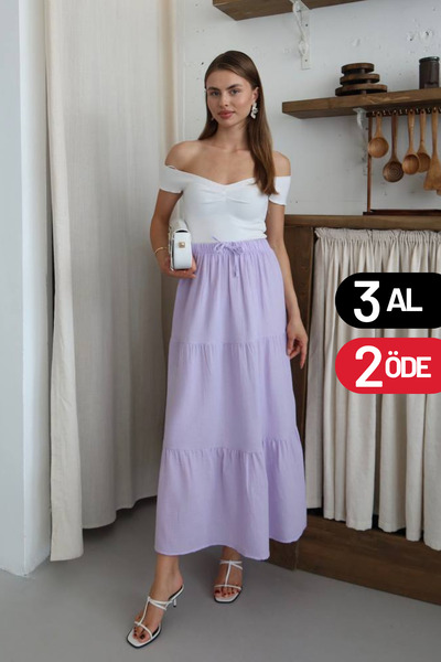 Balenbi Γυναικεία Basic μουσελίνα με κορδόνια στη μέση 1104