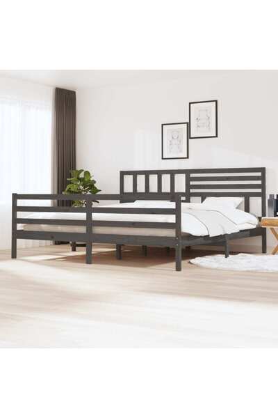 Concept Cadru de pat, gri , 200x200 cm, lemn masiv