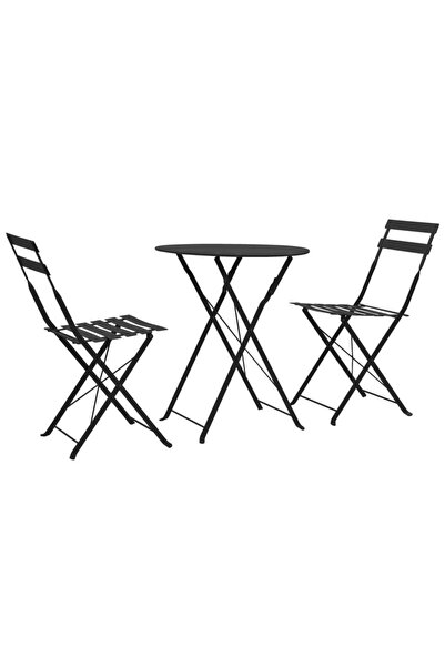 Concept Set mobilier bistro, 3 piese, negru, oțel