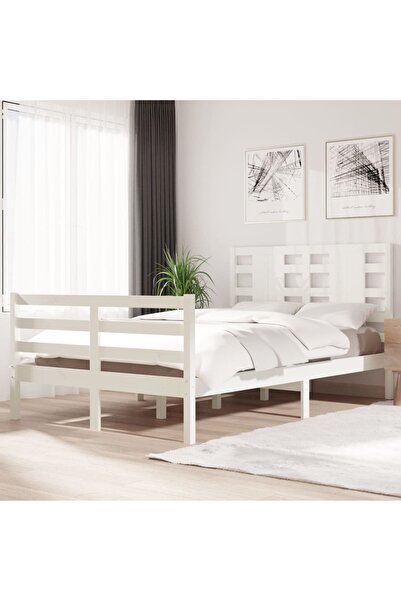Concept Cadru de pat, alb, 120x200 cm, lemn masiv de pin