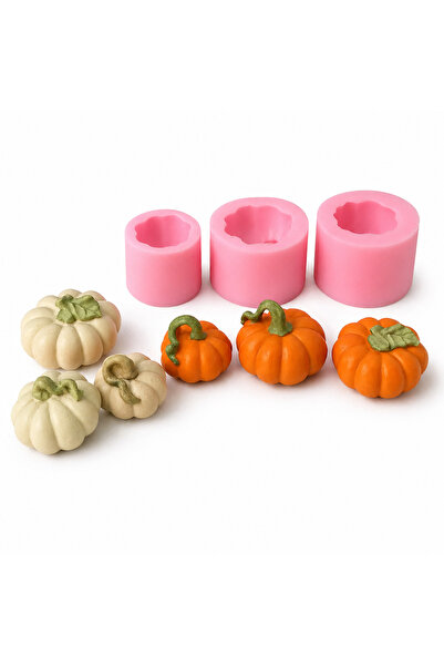 Poyrish PK1002746 - Silikon Kalıp Mum Kalıbı - 3'lü Set Kabaklar