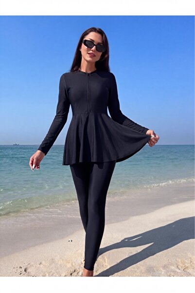 medipek Μαγιό Hijab με φερμουάρ και ημίκλειστο καλσόν