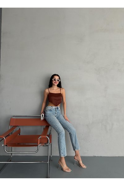 BPF Açik Mavi Yüksek Bel Slım Jeans