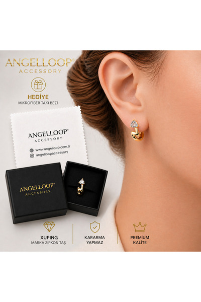 angelloop أقراط ذهبية متعرجة مرصعة بحجر الزركون من Xuping