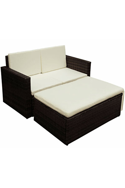 Concept Set mobilier de grădină cu perne, 2 piese, maro, poliratan