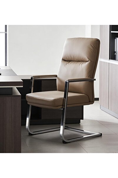GoldenLike Comfortable Leather Office Visitor Chair with Armrest, Padded Seat...