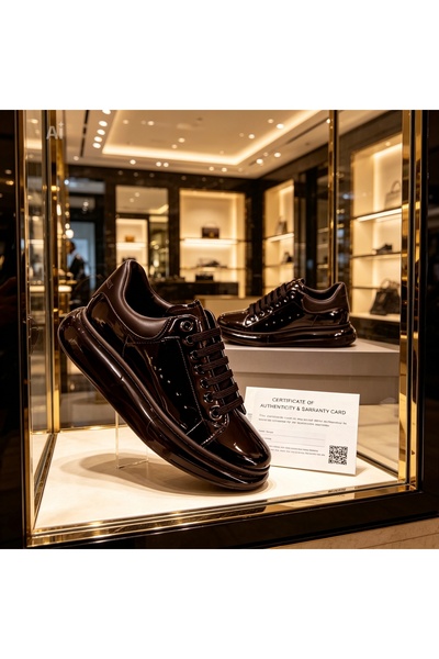 HKSNEAKERSS PREMIUM Kalite Jel Taban Deri Black Sneakers Casual Ayakkabı