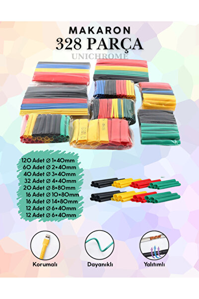 Unichrome Daralan Makaron Kablo Seti 328 Parça Kablo Tamir Kiti Yeni Modern 9...