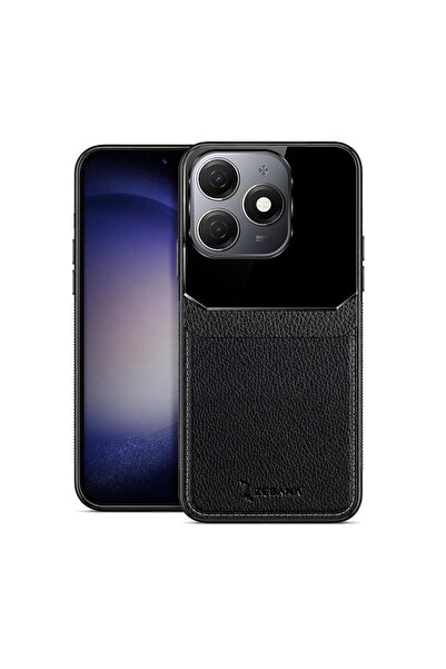 Zebana TECNO Spark 20C Uyumlu Kılıf Lens Deri Kılıf Siyah