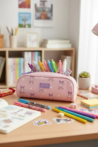 SANRIO Lisanslı Karakter Desenli Büyük Fermuarlı Kırtasiye Çantası