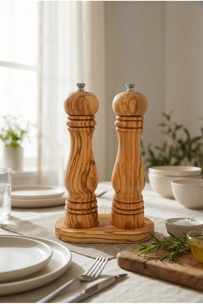 Demy Craft Olea Olive Tree Salt and Pepper Grinder with Ceramic Mechanism