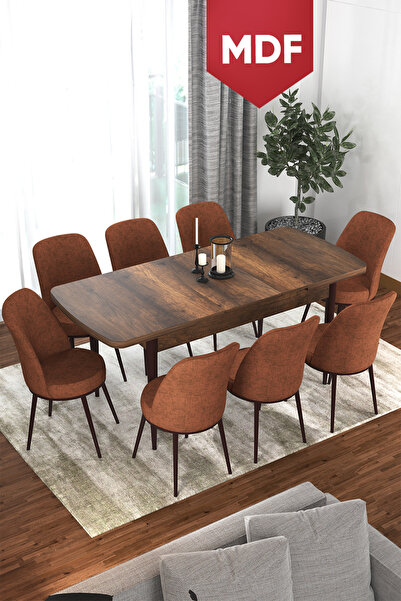 Canisa Concept Via Serisi MDF 80x132 Açılabilir Mutfak Masası Takımı Barok De...