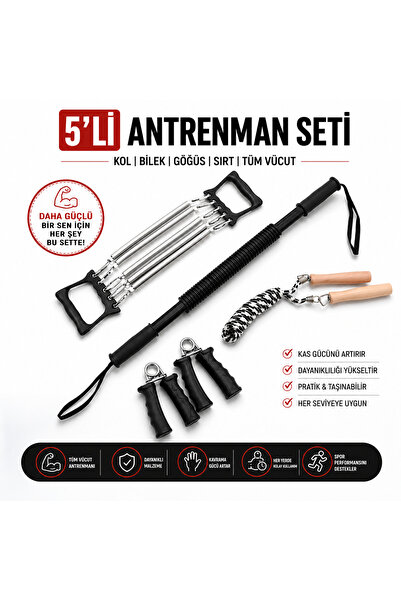 CANSPORT PREUM FİTNESS ANTREMAN SETİ 5 PARÇA SPOR EGZERSİZ SET GÖĞÜS YAYI EL ...