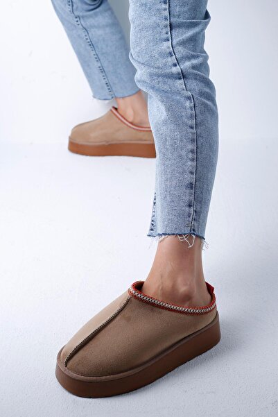 Beyond Γυναικείες Suede House Παντόφλες Mink Tazz - Ultra Mini Κεντημένες, Γο...