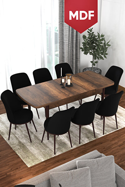 Canisa Concept Via Serisi MDF 80x132 Açılabilir Mutfak Masası Takımı Barok De...