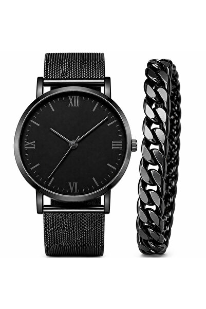 Geneva Platinum Ανδρικό Σετ Δώρου: Ρολόι και Βραχιόλι από Ανοξείδωτο Ατσάλι