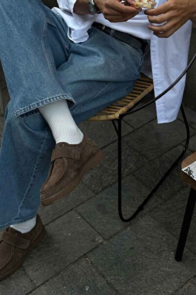 Valmenti Erkek Hakiki Deri Bej Süet Casual Ayakkabı