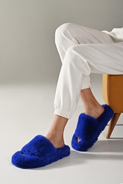 Beyond Γυναικείες Παντόφλες Saks Blue Extra Soft Furry House 3cm Bynd01