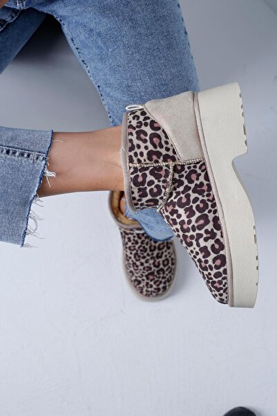 Beyond Μπεζ Λεοπάρ Βήματα |   Ψηλοτάκουνα Ultra Mini Suede Boots (5 cm)