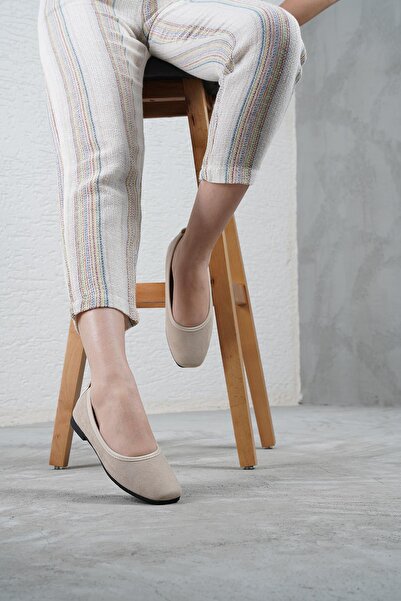 Beyond Γυναικείες μπεζ σουέντ καθημερινές άνετες μπαλαρίνες με χαμηλό τακούνι...