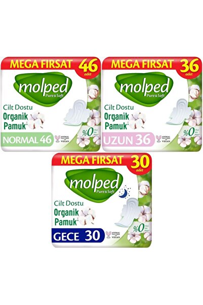 Molped Pure&Soft Hygienic Pads Advantage Pk Normal 46 + Long 36 + Night 30 To...