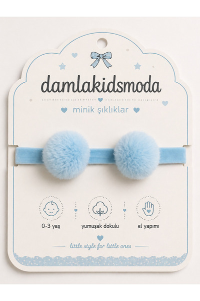 damlakidsmoda Бебешка бандана за момиченце, небесносиня