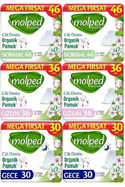 Molped Pure&Soft Hygienic Pads Advantage Pk Normal 92 + Long 72 + Night 60 To...