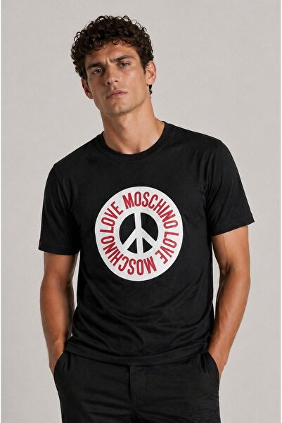 Love Moschino تي شيرت قطني مطبوع عليه Love Peace قابل للتمدد
