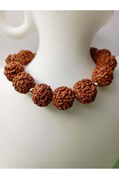 OEM Ανδρικό βραχιόλι με σπόρους Ρουντράκσα και επιχρυσωμένες χάντρες 18Κ