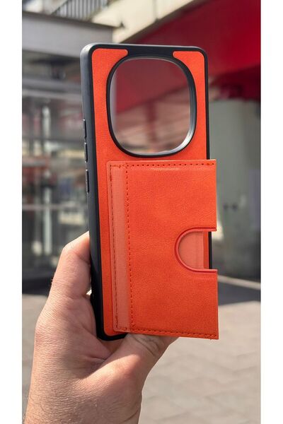 izel aksesuar Redmi Note 14 Pro 4g Velvet Card Holder Stand Case