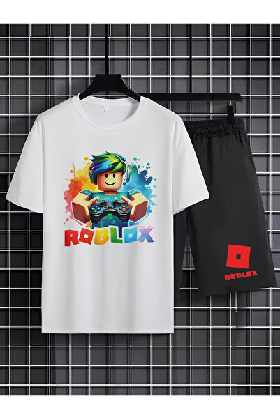 MAGORS طقم تي شيرت وشورت للأطفال مكون من قطعتين مطبوع عليه ROBLOX مصنوع من ال...