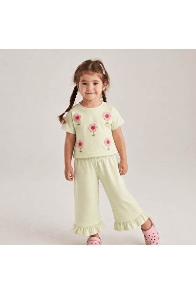 OZZY KİDS Set pentru fete cu broderie florală în față