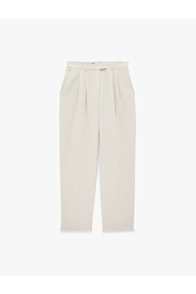 Koton Ψηλόμεσο παντελόνι με πιέτες και τσέπες, από ύφασμα Modal Blend σε χρώμ...