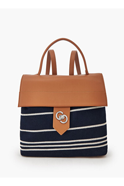 Celeste Striped Textile Backpack with Adjustable Shoulder Straps