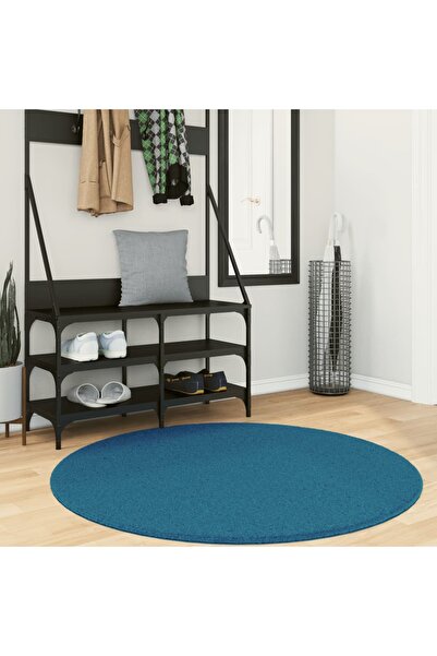 vidaxl Χαλί OVIEDO με Κοντό Πέλος Τιρκουάζ Ø 120 εκ.